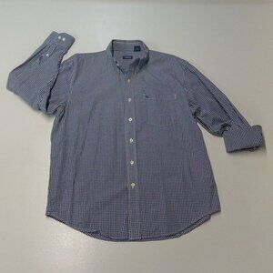 Izod Navy and White Gingham Long Sleeved Button Down Size Large